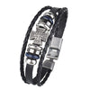 Kirykle Multilayer Bracelet Men Casual Braided Leather Bracelets For Women Wood Bead Bracelet Punk Rock Men Jewelry
