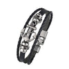 Kirykle Multilayer Bracelet Men Casual Braided Leather Bracelets For Women Wood Bead Bracelet Punk Rock Men Jewelry