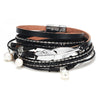 Kirykle Multilayer Leather Bracelets for Women Femme multi Colors Magnet Clasp Crystal Bohemian Double Wrap Bracelet Jewelry