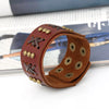 Kirykle Multilayers Black  Rivet Bangles Punk Wide Cuff Leather Bracelets Bangles Women Charm Wristband Wrap Bangle