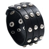 Kirykle Multilayers Black  Rivet Bangles Punk Wide Cuff Leather Bracelets Bangles Women Charm Wristband Wrap Bangle