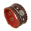 Kirykle Multilayers Black  Rivet Bangles Punk Wide Cuff Leather Bracelets Bangles Women Charm Wristband Wrap Bangle