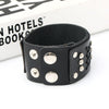 Kirykle Multilayers Black  Rivet Bangles Punk Wide Cuff Leather Bracelets Bangles Women Charm Wristband Wrap Bangle
