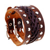Kirykle Multilayers Black  Rivet Bangles Punk Wide Cuff Leather Bracelets Bangles Women Charm Wristband Wrap Bangle