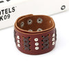 Kirykle Multilayers Black  Rivet Bangles Punk Wide Cuff Leather Bracelets Bangles Women Charm Wristband Wrap Bangle