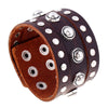 Kirykle Multilayers Black  Rivet Bangles Punk Wide Cuff Leather Bracelets Bangles Women Charm Wristband Wrap Bangle