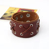 Kirykle Multilayers Black  Rivet Bangles Punk Wide Cuff Leather Bracelets Bangles Women Charm Wristband Wrap Bangle