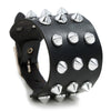 Kirykle Multilayers Black  Rivet Bangles Punk Wide Cuff Leather Bracelets Bangles Women Charm Wristband Wrap Bangle