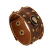 Kirykle Multilayers Black  Rivet Bangles Punk Wide Cuff Leather Bracelets Bangles Women Charm Wristband Wrap Bangle
