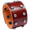 Kirykle Multilayers Black  Rivet Bangles Punk Wide Cuff Leather Bracelets Bangles Women Charm Wristband Wrap Bangle
