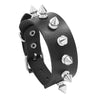 Kirykle Multilayers Black  Rivet Bangles Punk Wide Cuff Leather Bracelets Bangles Women Charm Wristband Wrap Bangle