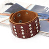Kirykle Multilayers Black  Rivet Bangles Punk Wide Cuff Leather Bracelets Bangles Women Charm Wristband Wrap Bangle