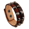 Kirykle Multilayers Black  Rivet Bangles Punk Wide Cuff Leather Bracelets Bangles Women Charm Wristband Wrap Bangle