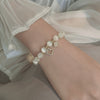 Kirykle Natural Crystal Bracelet For Women White Opal Stone Pearl Lucky Four-leaf Clover Women's Jewelry Bracelet