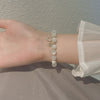 Kirykle Natural Crystal Bracelet For Women White Opal Stone Pearl Lucky Four-leaf Clover Women's Jewelry Bracelet