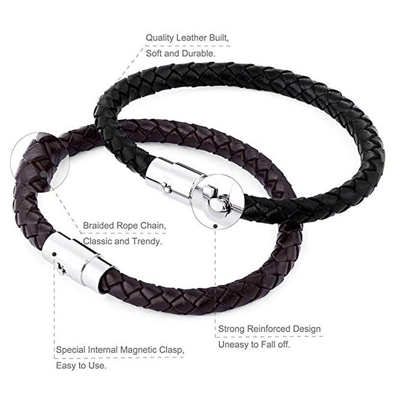 Kirykle  bracelets Multi-color Genuine leather bracelet copper magnet bracelet for Men Women Bangles