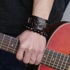 Kirykle Male Black Brown Goshawk Head Leather Bracelet Men Vintage Imprint Wide Bracelets Bangles Punk Rock Style Jewelry