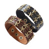 Kirykle Punk Bracelet for Women Men Brown Black Wide Cowhide Bracelet Hip Hop Style Double Layer Bracelet Charm Mens Jewlery