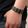 Kirykle Punk Bracelet for Women Men Brown Black Wide Cowhide Bracelet Hip Hop Style Double Layer Bracelet Charm Mens Jewlery