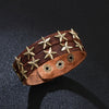Kirykle Punk Bracelet for Women Men Brown Black Wide Cowhide Bracelet Hip Hop Style Double Layer Bracelet Charm Mens Jewlery