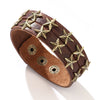 Kirykle Punk Bracelet for Women Men Brown Black Wide Cowhide Bracelet Hip Hop Style Double Layer Bracelet Charm Mens Jewlery