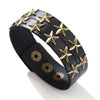 Kirykle Punk Bracelet for Women Men Brown Black Wide Cowhide Bracelet Hip Hop Style Double Layer Bracelet Charm Mens Jewlery