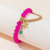 Kirykle Simple Star Pendant Bracelet for Women Rose Crystal Beads Bracelet Femininity Versatile Handmade Crystal Beaded Gift