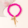 Kirykle Simple Star Pendant Bracelet for Women Rose Crystal Beads Bracelet Femininity Versatile Handmade Crystal Beaded Gift
