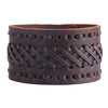 Kirykle Punk Leather Wristbands for Men Bracelets Handmade Wide Cuff Bangle Braided Jewelry Black Brown Adjustable Punk Gifts