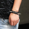 Kirykle Punk Rock Street Snap Punk Metal Rivet Genuine leather Bracelet Wide Leather Spike Bracelet
