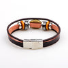 Kirykle Punk Turkish Evil Eye Stainless Steel Bend Multilayer Leather Bracelet Man Woman Charm Flower Jewelry Bangle Bijouterie