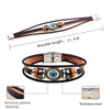 Kirykle Punk Turkish Evil Eye Stainless Steel Bend Multilayer Leather Bracelet Man Woman Charm Flower Jewelry Bangle Bijouterie