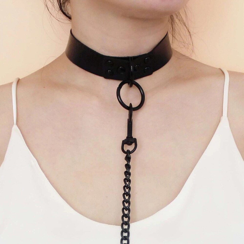 Kirykle Sexy punk Choker Collar leather choker Bondage cosplay Goth jewelry women gothic necklace Harajuku accessories