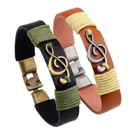 Kirykle Steampunk Music Note ID Bracelet For Men Women Vintage Charm Music Note Rock Bracelets