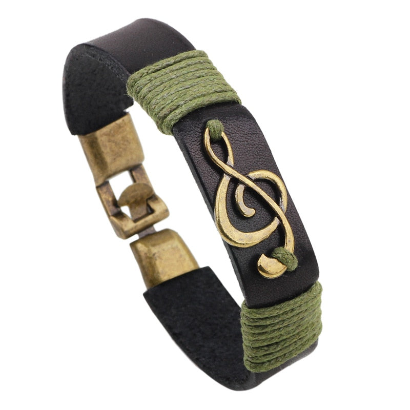 Kirykle Steampunk Music Note ID Bracelet For Men Women Vintage Charm Music Note Rock Bracelets