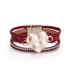 Kirykle Triple Layer Leather Braided Handmade Metal Love Heart Style Magnetic Clasp For Women