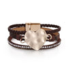 Kirykle Triple Layer Leather Braided Handmade Metal Love Heart Style Magnetic Clasp For Women