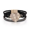 Kirykle Triple Layer Leather Braided Handmade Metal Love Heart Style Magnetic Clasp For Women