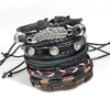 Kirykle Vintage Multiple Charm Bracelets Set For Men Woman Wristbands Leaf Leather Bracelet Bangles 2022 Party Jewelry