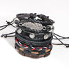 Kirykle Vintage Multiple Charm Bracelets Set For Men Woman Wristbands Leaf Leather Bracelet Bangles 2022 Party Jewelry