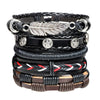 Kirykle Vintage Multiple Charm Bracelets Set For Men Woman Wristbands Leaf Leather Bracelet Bangles 2022 Party Jewelry
