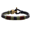 Kirykle Vintage alloy hook  charm bracelet Handmade Genuine Leather Bracelets Brand Punk Cuff Bracelets for Women Men