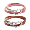 Kirykle Women Simple Bracelet Multiple Layer Leather Bracelet Alloy Love Charms Wrap Bangle 2022 Femme Jewelry