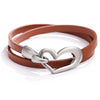 Kirykle Women Simple Bracelet Multiple Layer Leather Bracelet Alloy Love Charms Wrap Bangle 2022 Femme Jewelry
