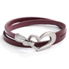 Kirykle Women Simple Bracelet Multiple Layer Leather Bracelet Alloy Love Charms Wrap Bangle 2022 Femme Jewelry