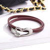 Kirykle Women Simple Bracelet Multiple Layer Leather Bracelet Alloy Love Charms Wrap Bangle 2022 Femme Jewelry