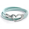 Kirykle Women Simple Bracelet Multiple Layer Leather Bracelet Alloy Love Charms Wrap Bangle 2022 Femme Jewelry