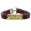 Kirykle anchor Faith Jewelry Accessories "god bless" Letter Cross Bracelets Genuine Leather Strap Rope Wrap Bangle Wrist