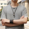 Kirykle collares necklaces pendants Cool Rock Feathers Pendant Genuine Leather Long Chain Necklace Vintage Design Men Neckla