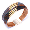 Kirykle metallic conduit Gold Color Leather Bracelets For Women 2022 Boho Multilayer Wide Wrap Bracelet Jewelry